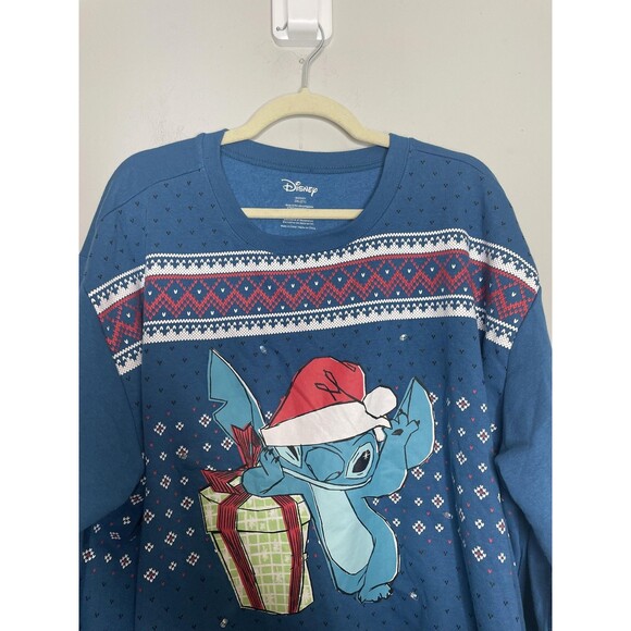 Disney Stitch Ugly Christmas Sweatshirt Womens 3XL Blue Light Up Holiday - Picture 4 of 8